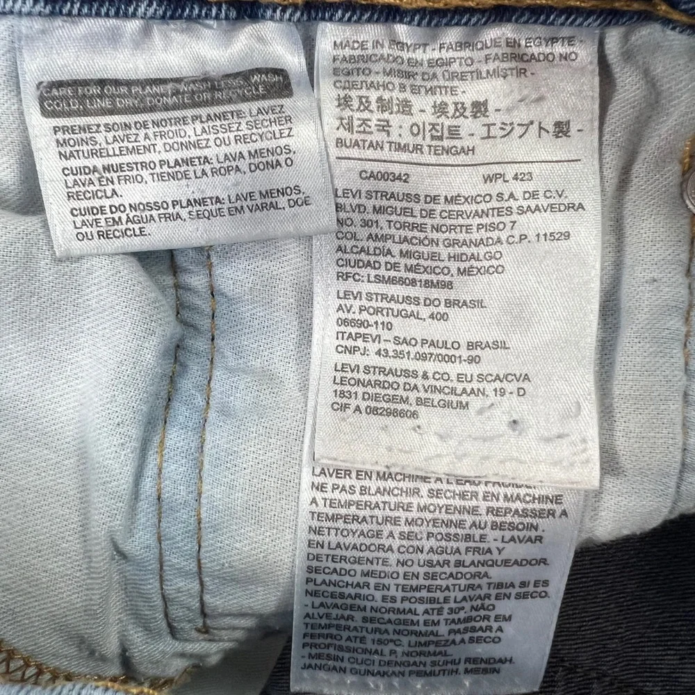 LEVI'S 505 Regular Fit Jeans Mens 34x30 Blue Medium Wash Distressed 00505-1454